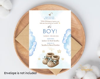 Sikh Baby Boy Birth Announcement | Baby Shoes, Punjabi Newborn (Digital Download)
