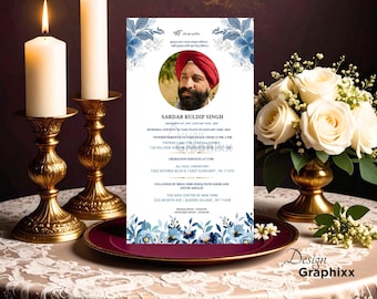 Sikh Memorial Services | Floral Antim Ardaas Program (Digital Invitation)