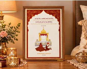 Personalised Sikh Punjabi Wedding Anand Karaj Gift | Guru Amardas Sahib Bani | Custom Digital Print | Wedding Anniversary Gift
