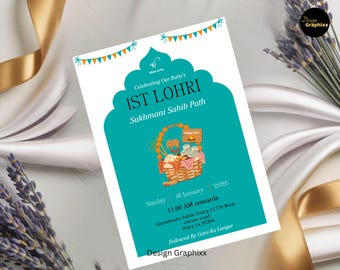 Baby Boy First Lohri Invitation | Sukhmani Sahib Path (Digital Download)