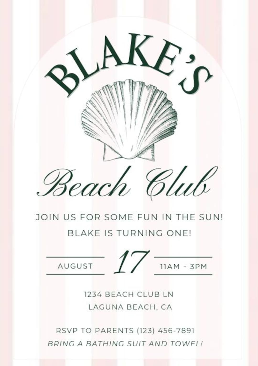 Beach Club Invitation- Editable Digital Download - Etsy