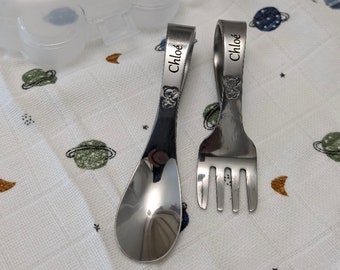 personalized children's cutlery stainless steel birth, baptism, birthday gift