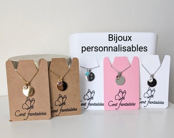 collier personnalisé femme bijou gravé strass prénom message