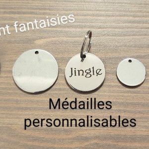 Customizable medals, identification medals for animals or others, engraving first name, telephone number, stainless steel