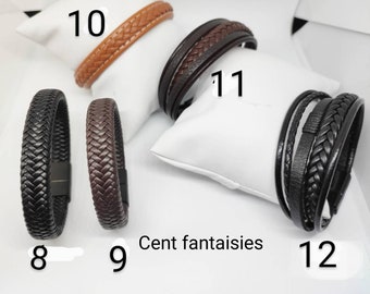 Pulsera de cuero para hombre personalizable, nombres, iniciales, idea de regalo del Día del Padre, cumpleaños, nacimiento