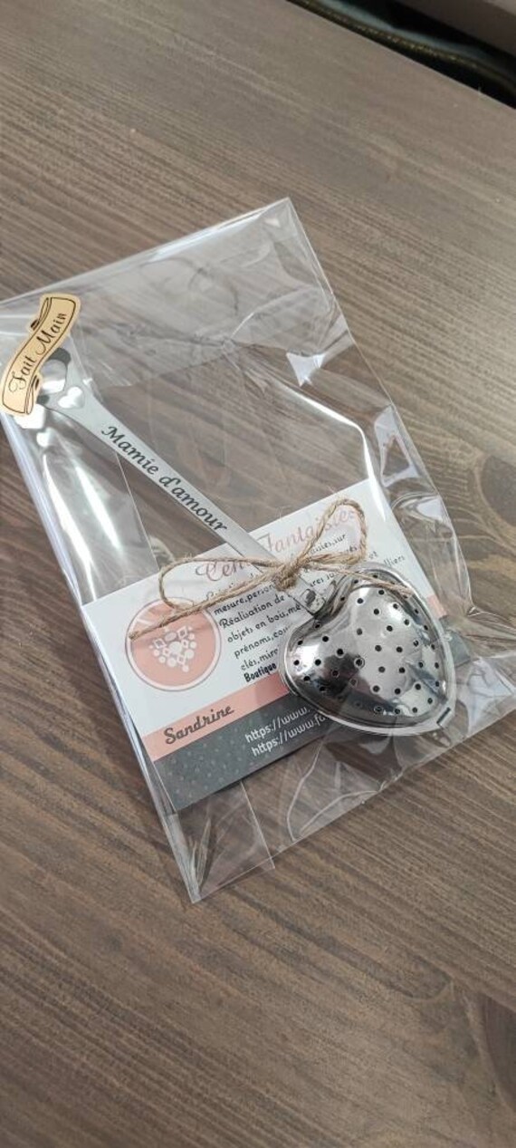 Infuseur de Thé Personnalisé Par Gravure Laser en Acier Inoxydable et Forme Coeur, Idée Cadeau Fêtes