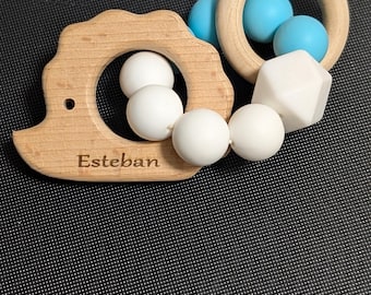 Personalized wooden baby rattle, musical rattle, baby shower gift idea, personalized baby gift set with name, christening gift, Easter, Christmas.