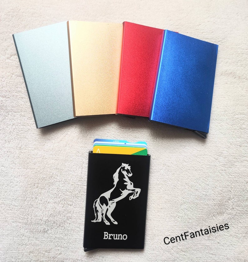 Porte cartes de crédit en métal personnalisé, RFID sécurité ,idée cadeau fête des mères,fête des pères ,anniversaire, St Valentin image 8