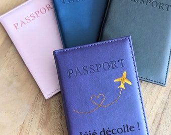 Etui de protection pour passeport personnalisé,  idée cadeau fin d'année, voyage, anniversaire, mariage