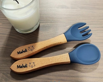 Personalized baby gift, personalized bamboo cutlery for children, baby, gift idea for birth, christening, birthday, Christmas