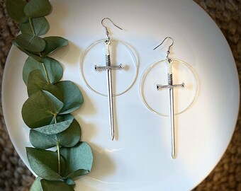 Sword Hoop Earrings