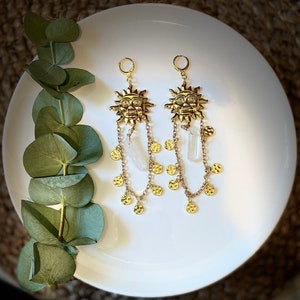 Sun Hoop Quartz Earrings