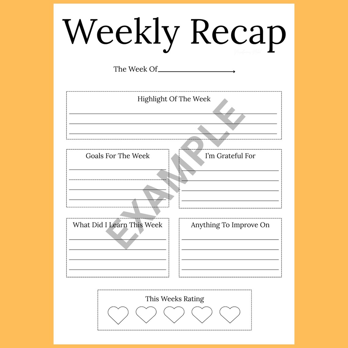 Recap Notes Sheets Weekly Recap Printable | A4 Planner Sheet | Color + Black & White ...