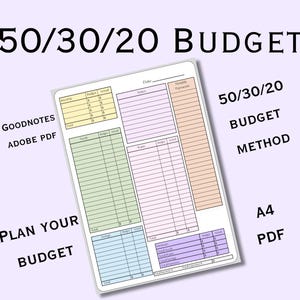 50/30/20 Budget Planner | Monthly Budget Printable | Simple Budgeting Worksheet | Financial Planning PDF | Instant Download