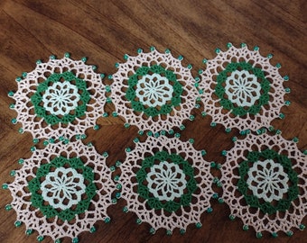 Crocheted Beaded Coasters-Set of 6