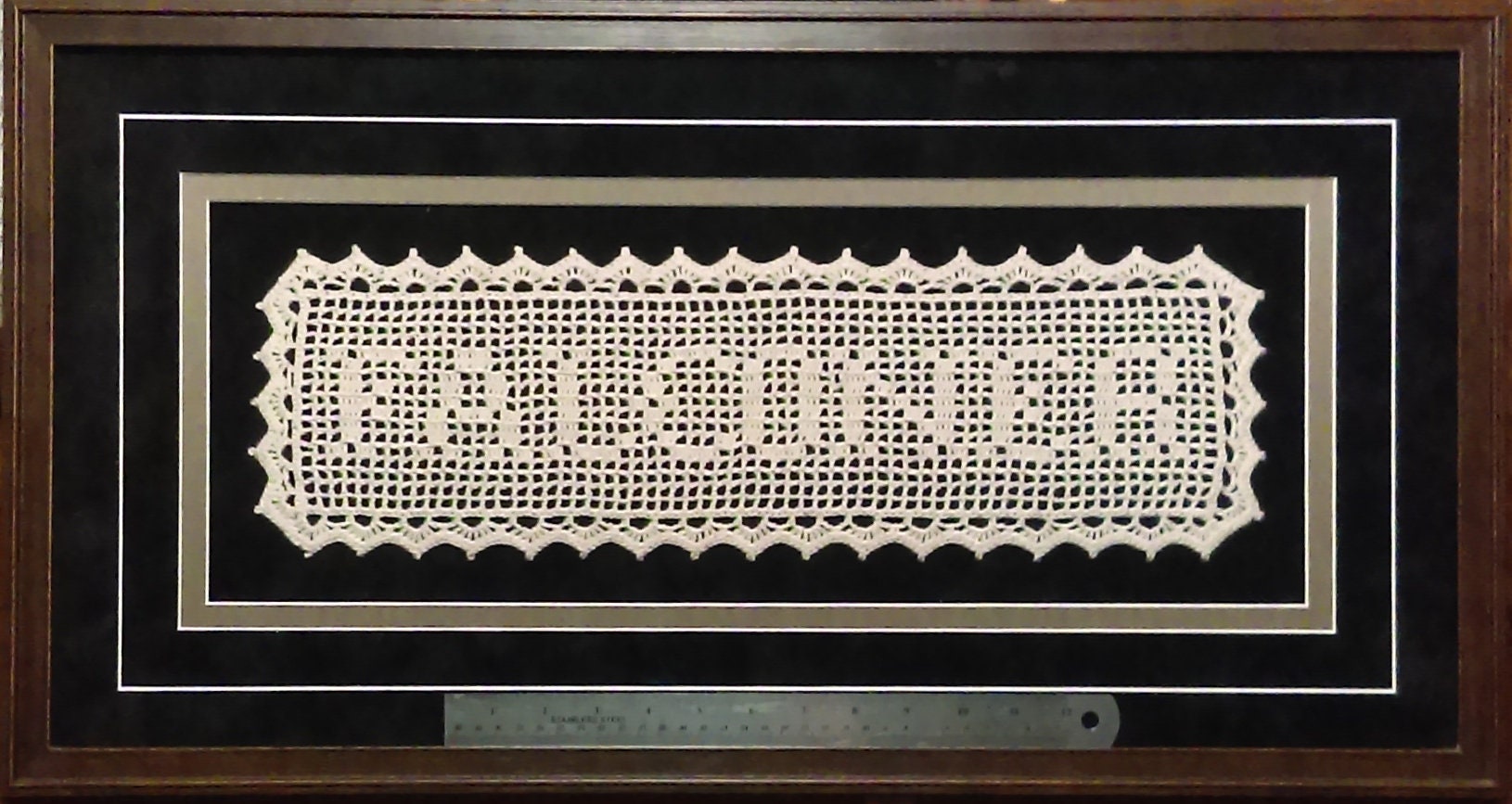 Custom Filet Crochet Banner, Cotton Lace Name Sign, Nursery Wall Hanging (Cotton Gift)