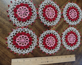 Crocheted Beaded Coasters-Set of 6