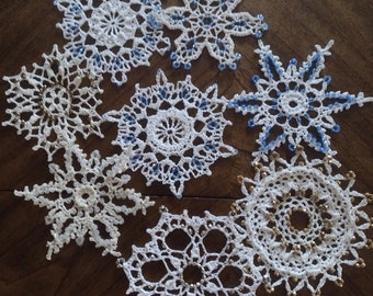 Set of 8 Beaded snowflakes