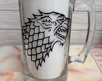 Lapal Dimension House Stark Game of Thrones Inspired Glass Beer Mug