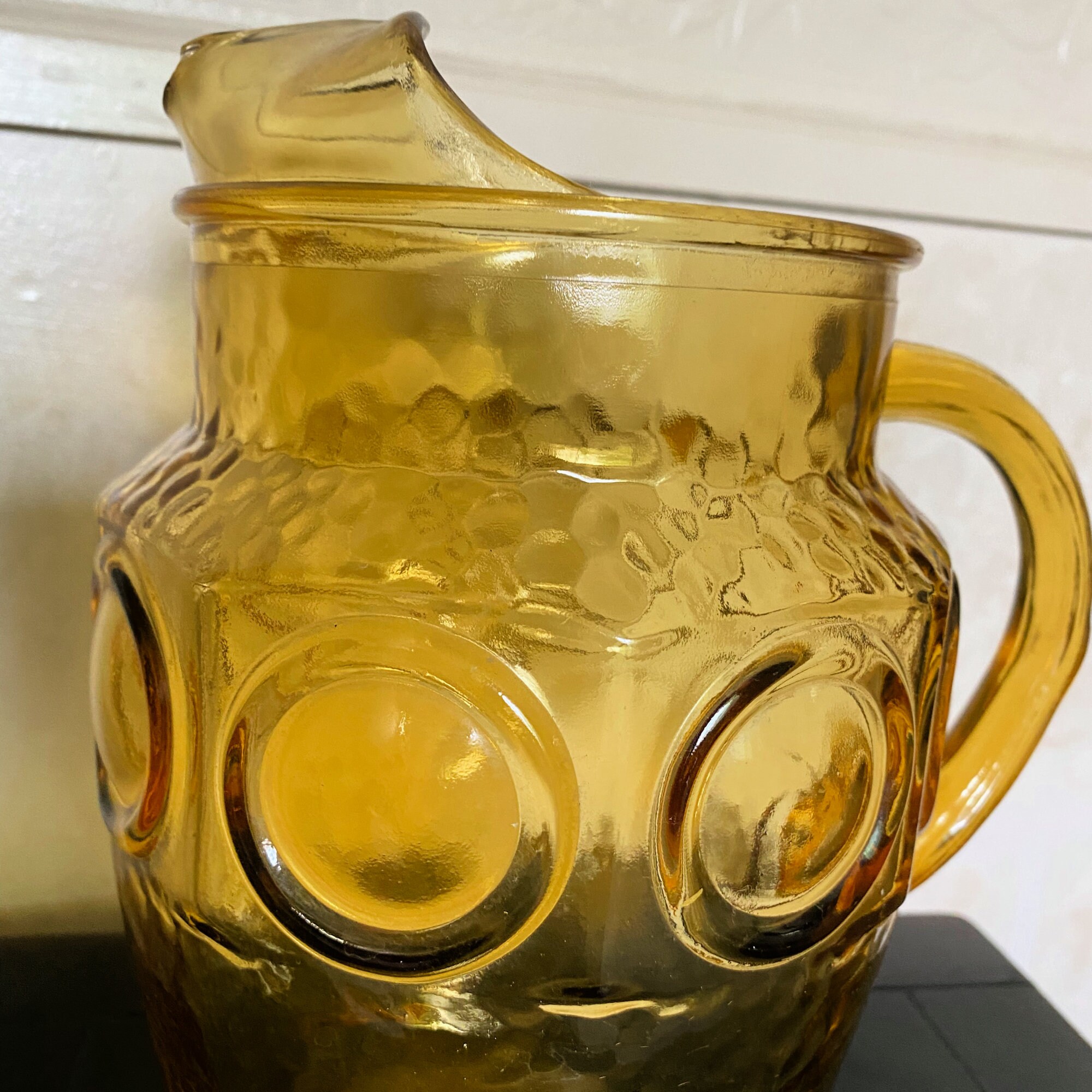 Amber Vintage Depression Glass Pitcher Etsy