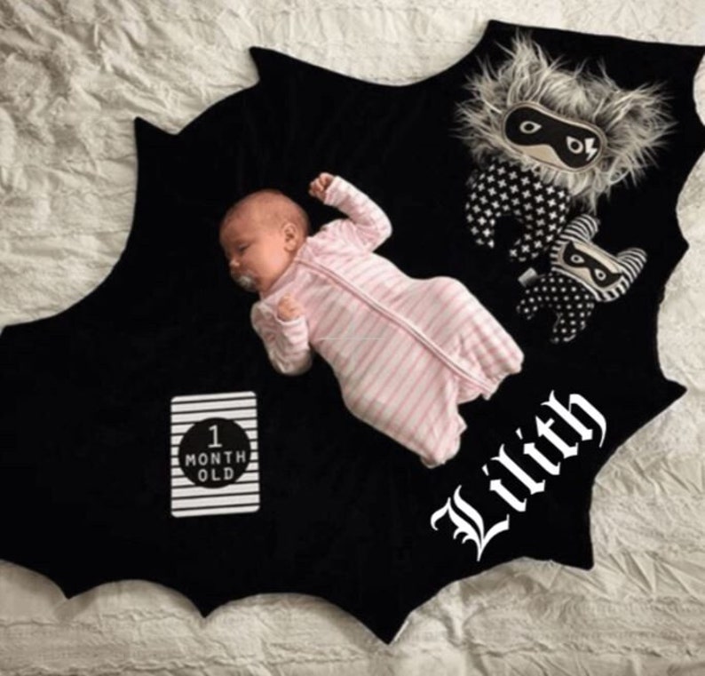 Baby Black Bat Customized Play Mat, Room Mat, or Blanket 