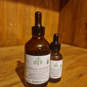Cold Pressed 100% Pure Organic Moringa Oil | USA local, Glass Bottles with dropper, BPA FRE