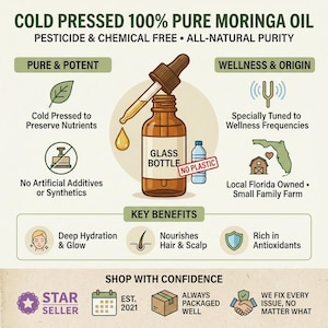 Cold Pressed 100% Pure Organic Moringa Oil | USA local, Glass Bottles with dropper, BPA FRE image 7