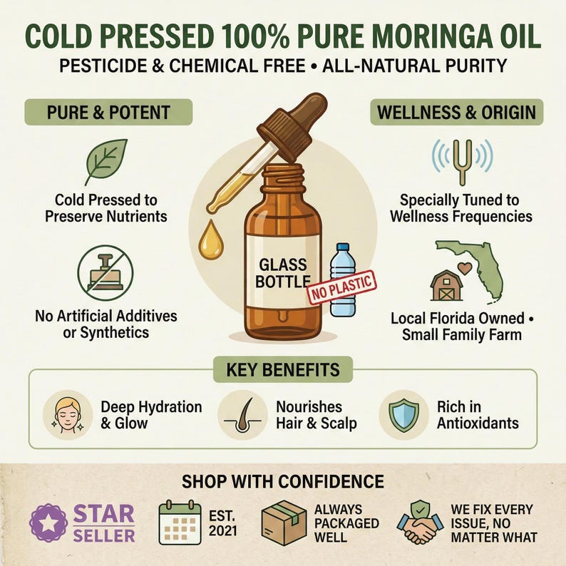 Cold Pressed 100% Pure Organic Moringa Oil | USA local, Glass Bottles with dropper, BPA FRE image 7