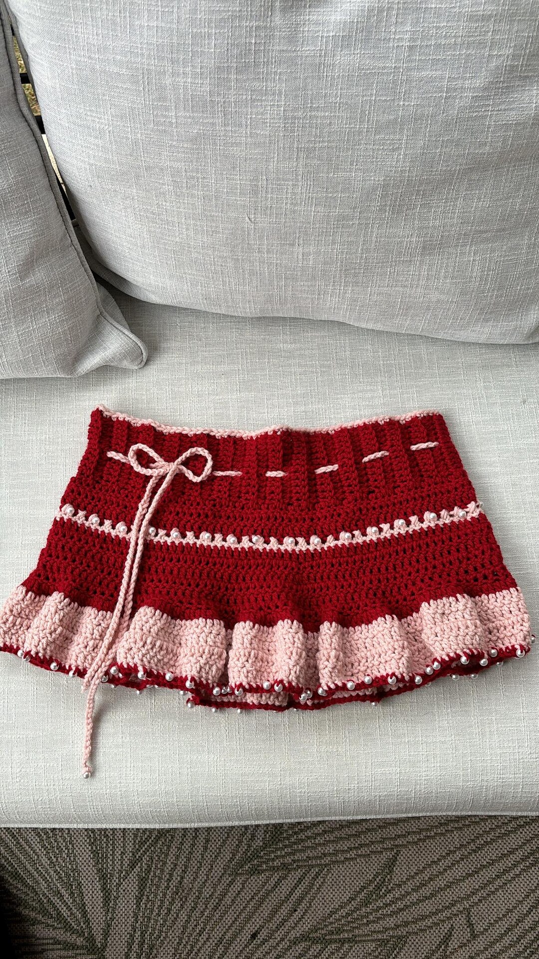 Pink Moon Crochet Mini Skirt