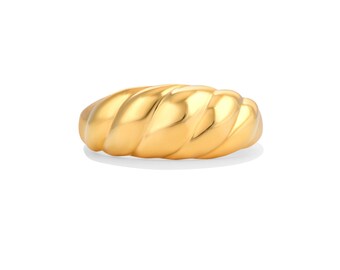 Croissant Bold Gold Vermeil Ring, 24K Gold Filled Stackable Ring