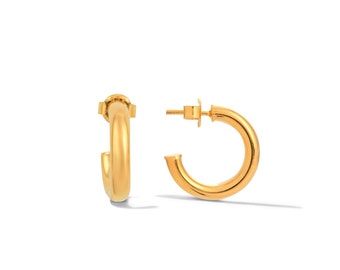 Small Cloud C Hoop Gold Earrings, Gold Earring C Hoops, 24K Gold Vermeil Hoops