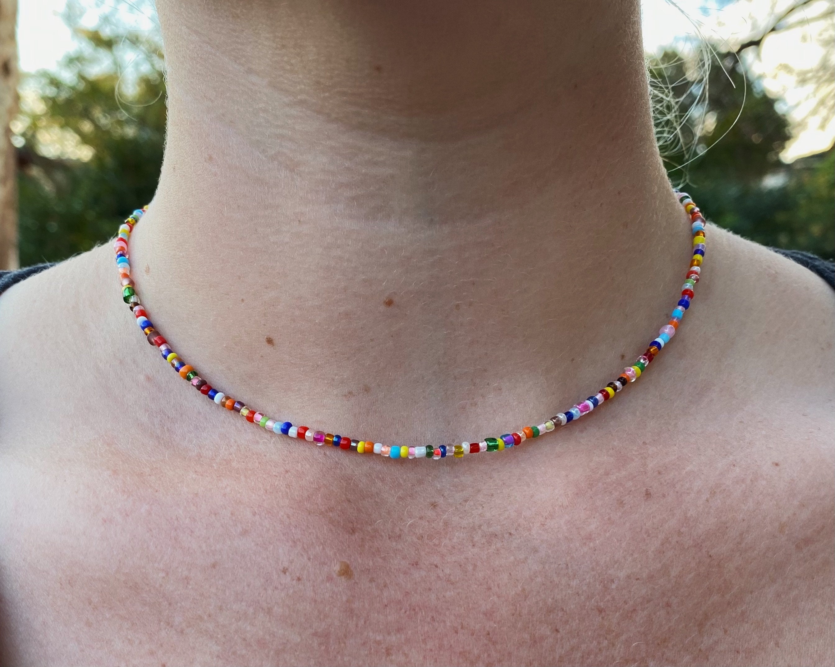 Easy Rainbow Beaded Necklace Tutorial / The Beading Gem