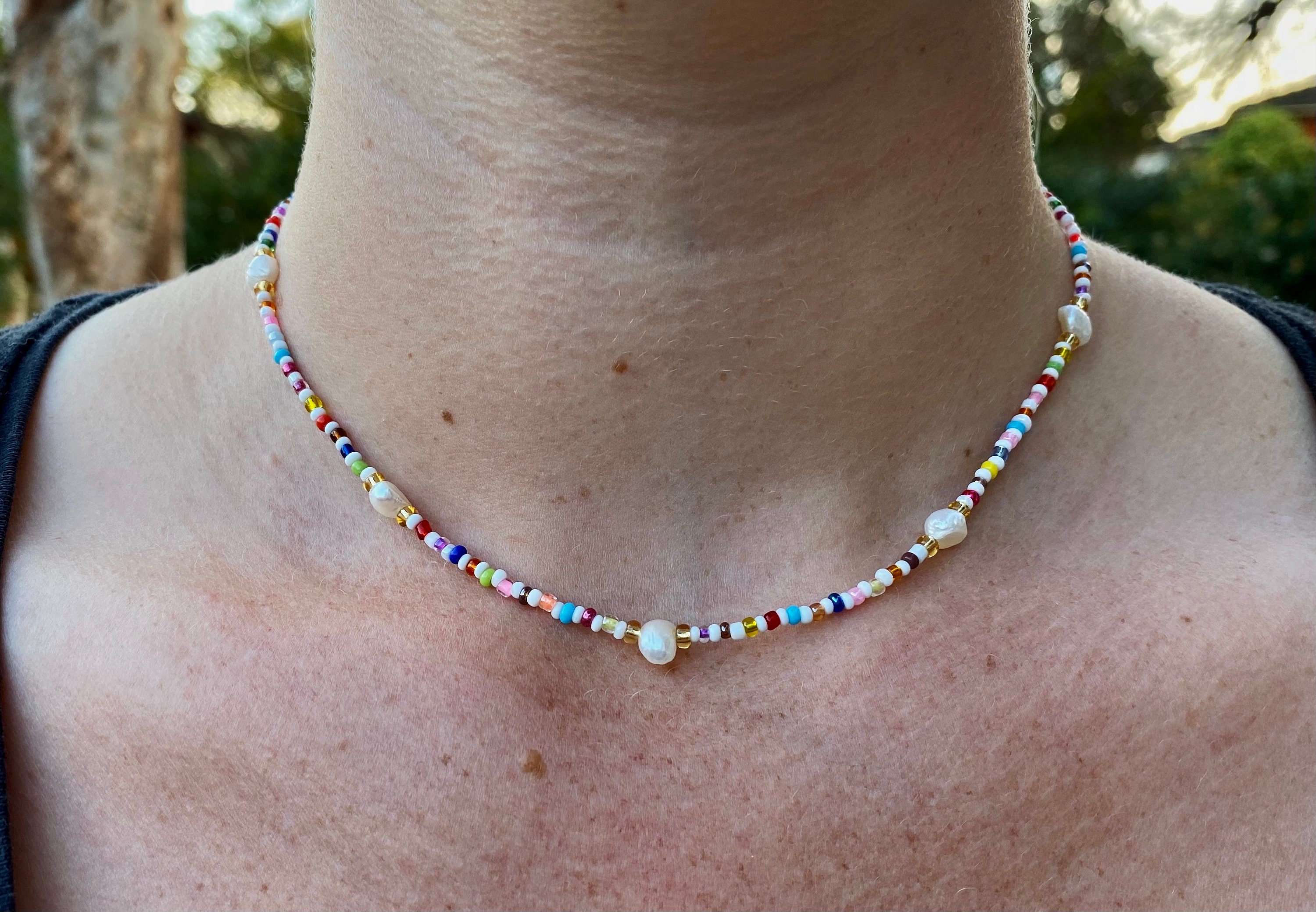 ★関税込★VINTAGE HOLLYWOOD★Rainbow Beads n Pearl Necklace Rainbow Pearl Necklace, Rainbow Freshwater, Eliou, Harry