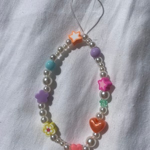 Pearl beaded phone charm strap y2k image 6