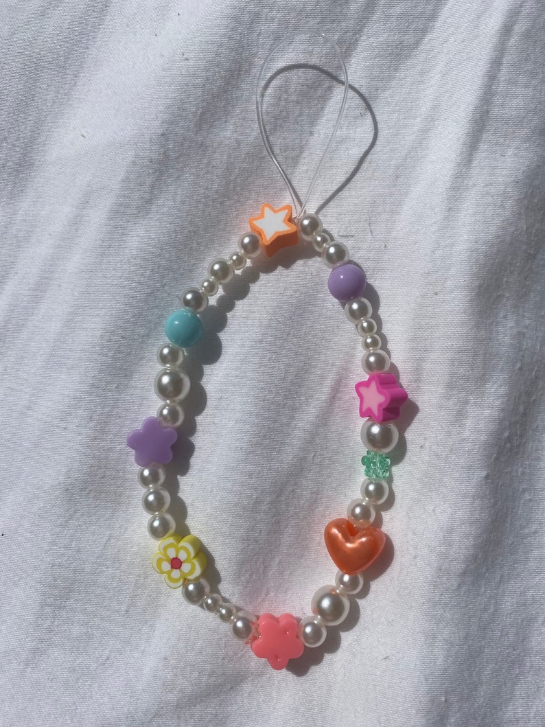 Pearl beaded phone charm strap y2k image 6