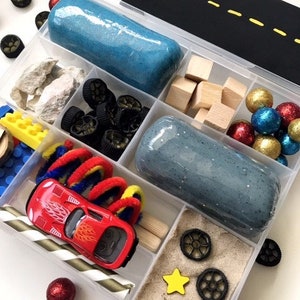 Race Car Sensory Playdough Activity Kit Car Toy Car Gift for Kids Sensory Play Kit for Kids Kids Toy Kids Gift Boo Bag Idea Homemade Playdoh