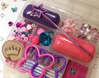 Princess Sensory Playdough Kit: Sparkle Dough, Kinetic Sand & Accessories