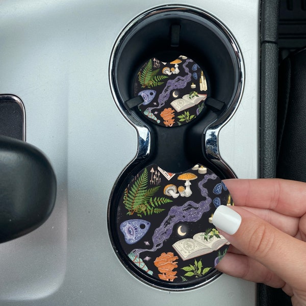 Witchy Pattern, Ouija, Car Accessories, Black Decor Halloween Decor Witchy Car Decor, Tarot Coasters, Soft Neoprene Halloween Coasters