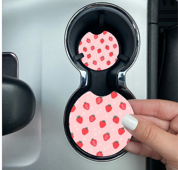 Strawberry Peach Orange Car Coasters Fruity Car Decor Kiwi  | Car Accessories For Her |Car Accessory, Fruity Car Decor, Soft Neoprene