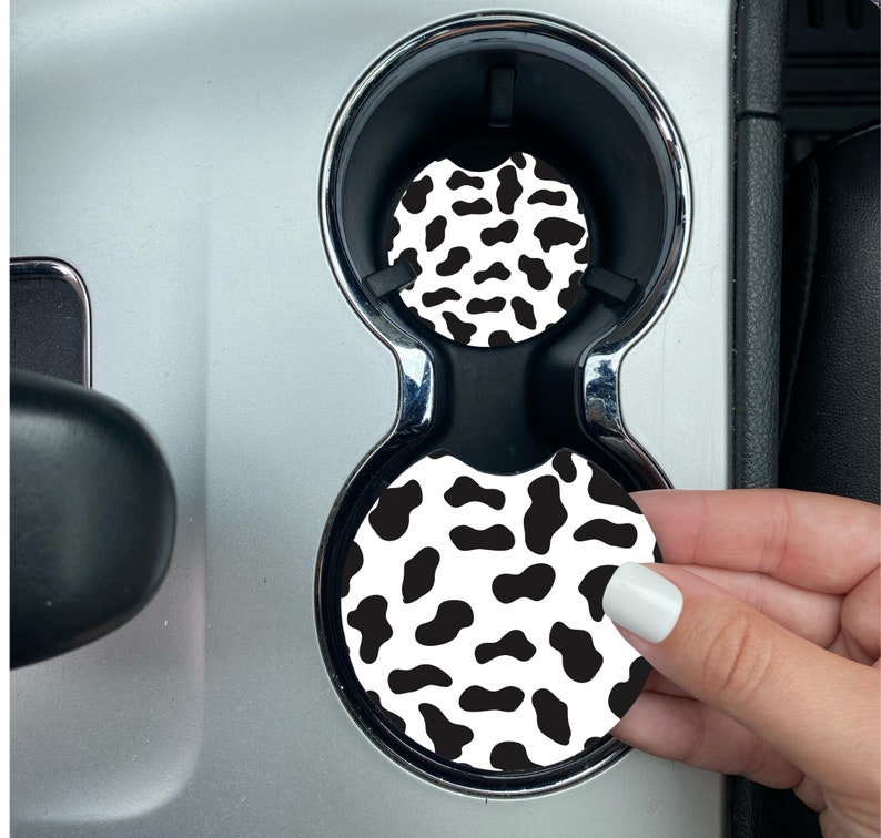 Cow Print Car Coasters Car Accessories for Her Car Decor Etsy