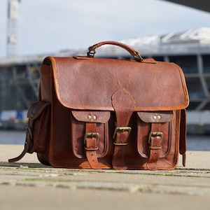 Bolso bandolera vintage de piel auténtica para hombre, bolso bandolera de piel para ordenador portátil, maletín de negocios para oficina para hombre, bolso bandolera para oficina