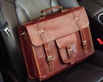 Leather Satchel Office Bag,  Laptop Briefcase, Men Leather Messenger, Leather Cross Body Bag, Office College Bag