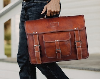 Borsa in pelle fatta a mano, messenger in pelle da uomo, borsa per laptop in pelle, borsa college in pelle