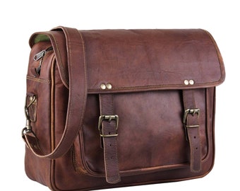 Besace en cuir, sac cartable en cuir, sac pour ordinateur portable, porte-documents en cuir, cadeau personnalisé