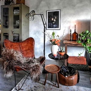 Leather Butterfly Chair Arm Chair Premium Quality Handmade Chair, Living Room Patio Chair, Folding Chair, Lounge Chair, Relaxing Arm Chair