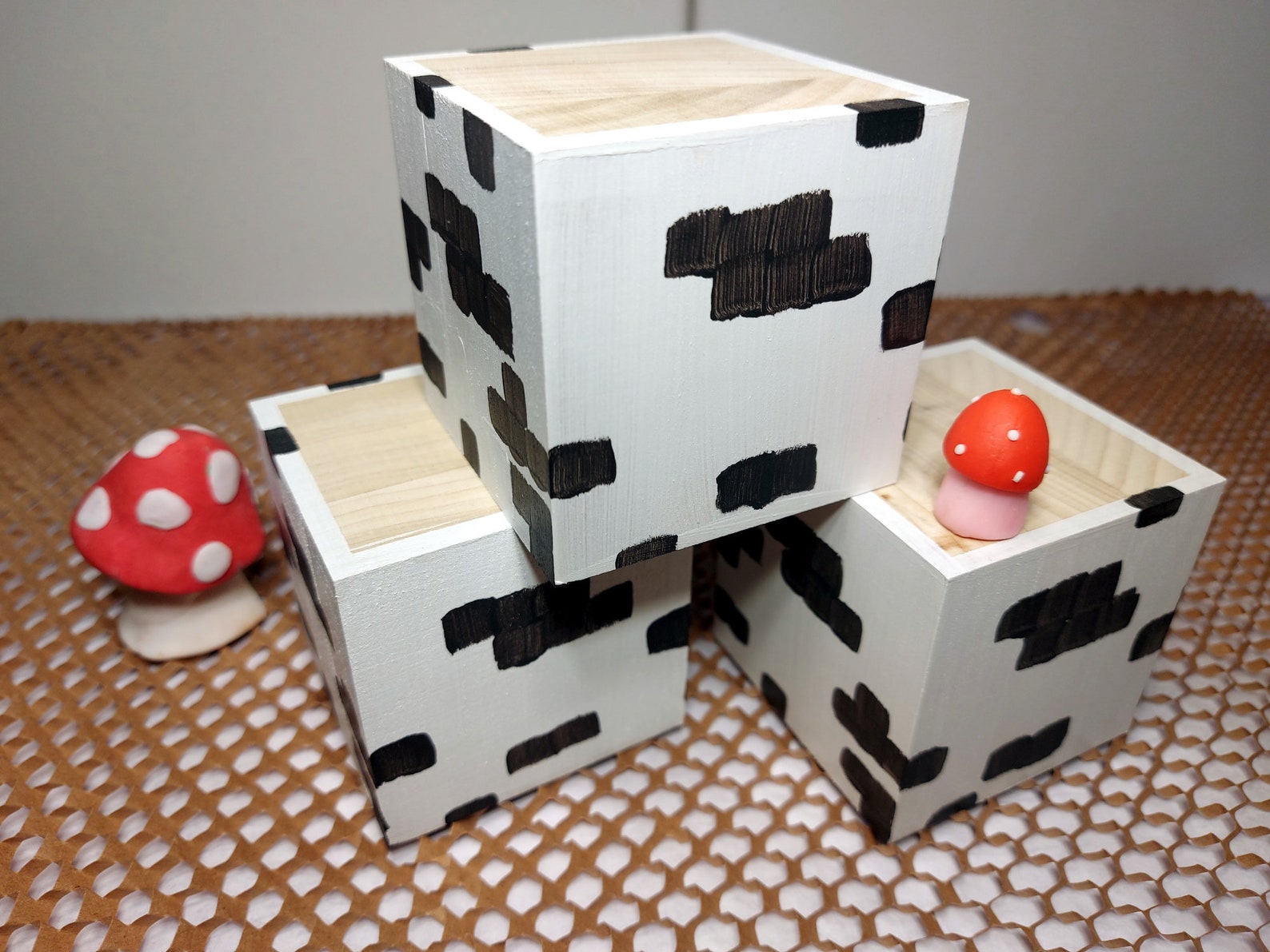 Handmade MINECRAFT Birch Blocks Set of 3 Wood Hand | Etsy