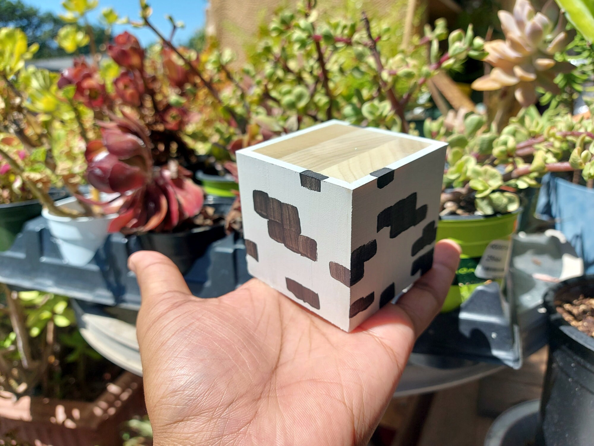Handmade MINECRAFT Birch Blocks Wood Hand Painted Gamer | Etsy