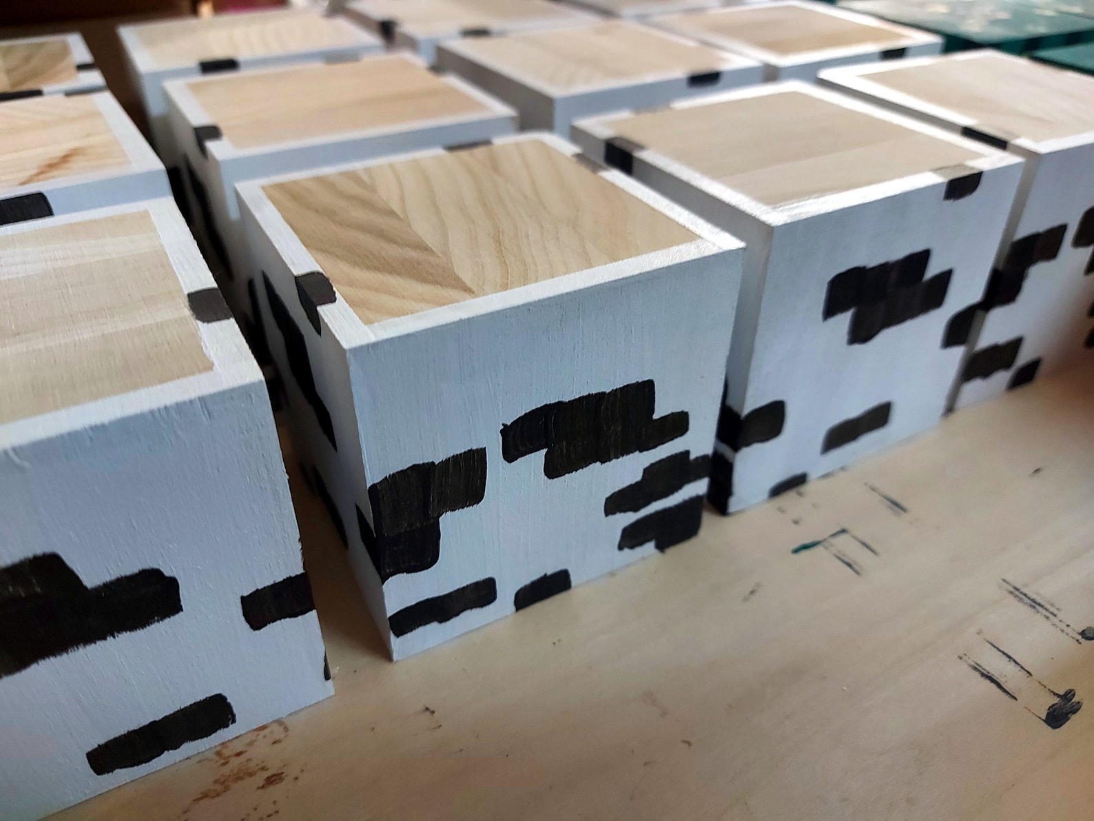 Handmade MINECRAFT Birch Blocks Set of 3 Wood Hand | Etsy