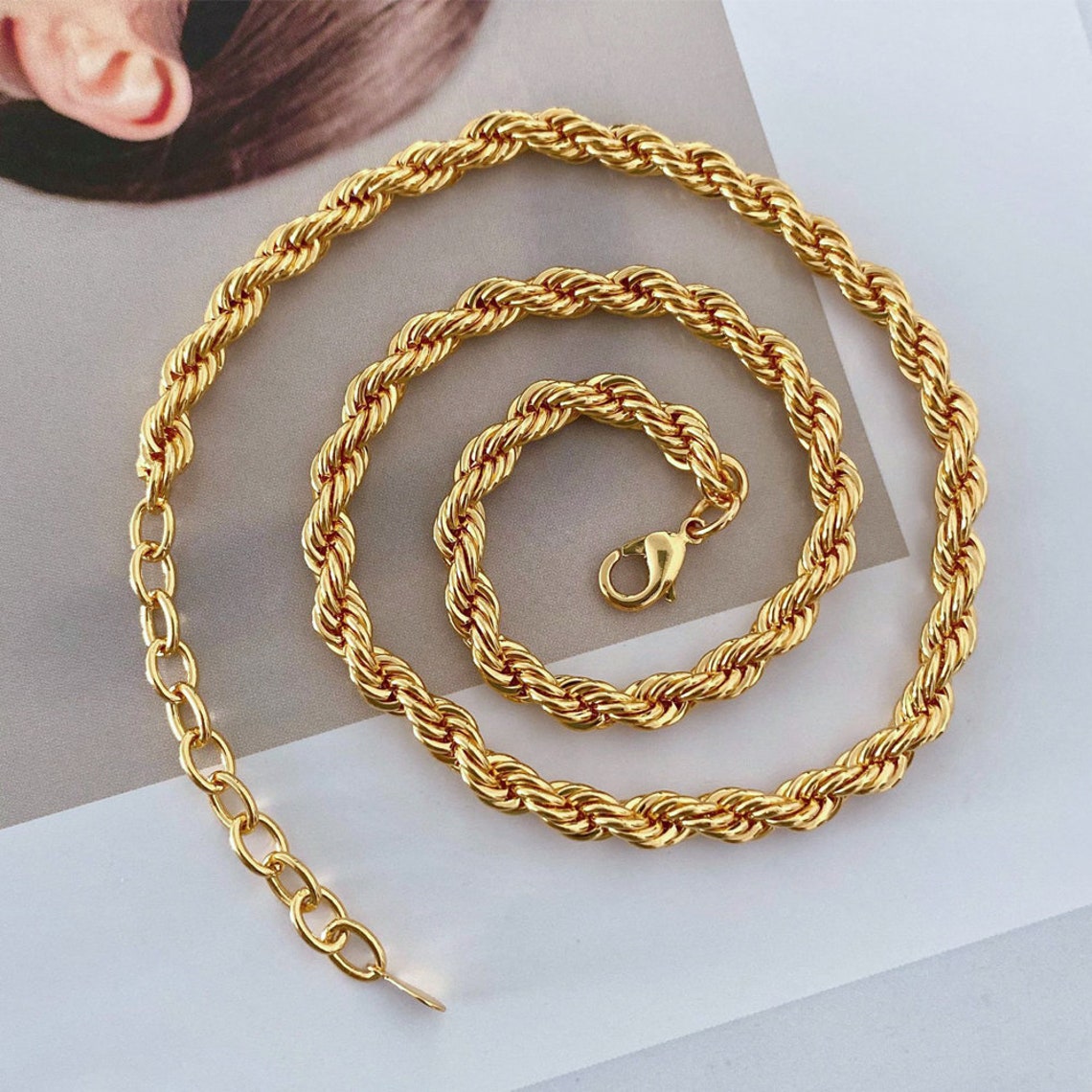 Twisted Gold Chain Necklacewatersafe Necklacechaingold Etsy UK