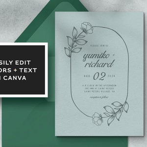 Delicate Floral Wedding Invitation Suite Template Printable Instant Download Template Editable Modern Digital Download Invite Template image 4